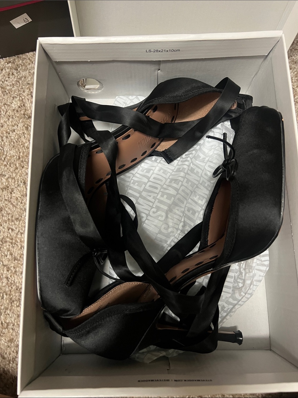 Steve Madden Black Satin Lace-Up Pointed-Toe Heels